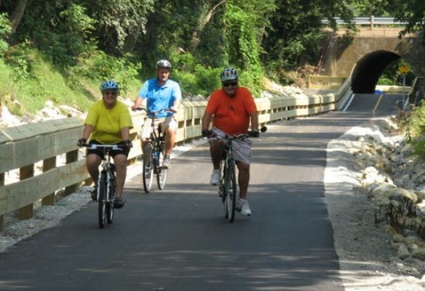 Biking on the trail portion of route 19 - the Dayton-Kettering Connector